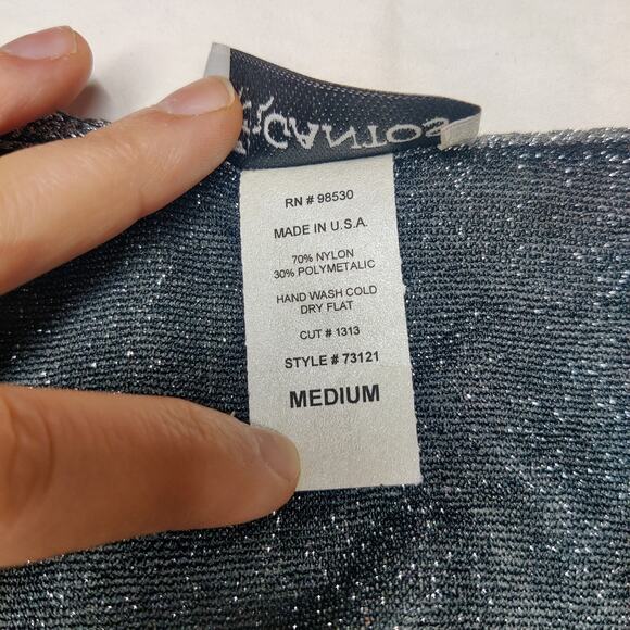 Vtg Gantos Sparkly Silver Metallic Sheer Cropped Halter Top Medium 70s Disco - Picture 5 of 7